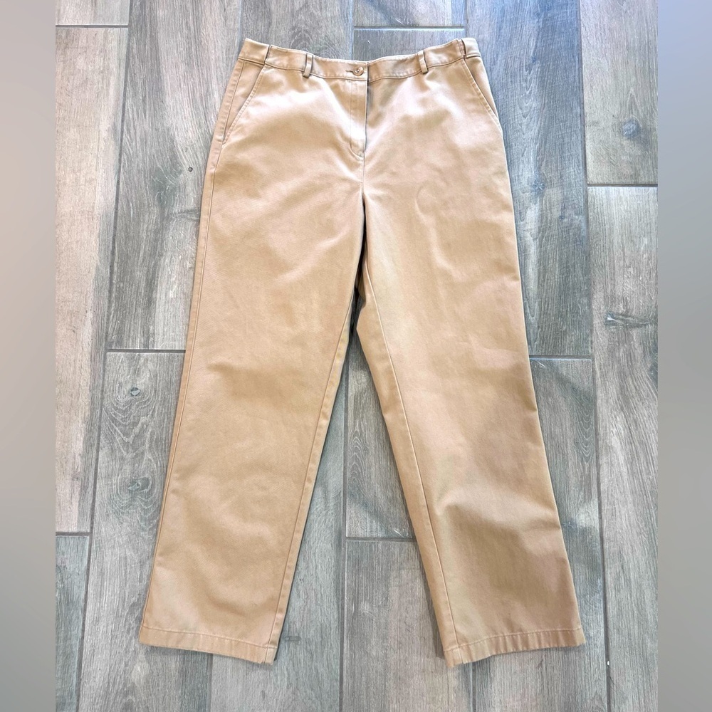 Women’s LL Bean Khaki Color Comfort Fit Pants 100% Cotton Size 14 R